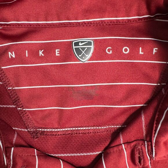 Nike Golf Ventilated Striped Active Polo Shirt Mens Large Red White 231584-642 - Picture 3 of 16